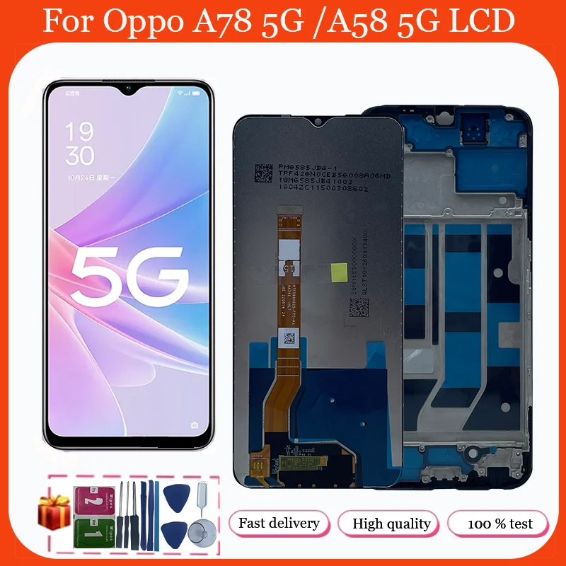 For OPPO A78 5G CPH2483 CPH2495 LCD Display Touch Screen Digitizer Assembly With Frame for OPPO A58 5G LCD