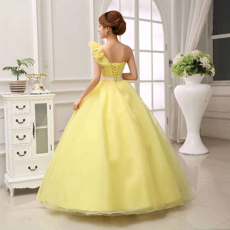 Elegant Stock One Shoulder Ball Gown Quinceanera Dresses 2024 Beaded Flowers Sweet 16 Prom Party Gown Vestidos De 15 Anos BM409