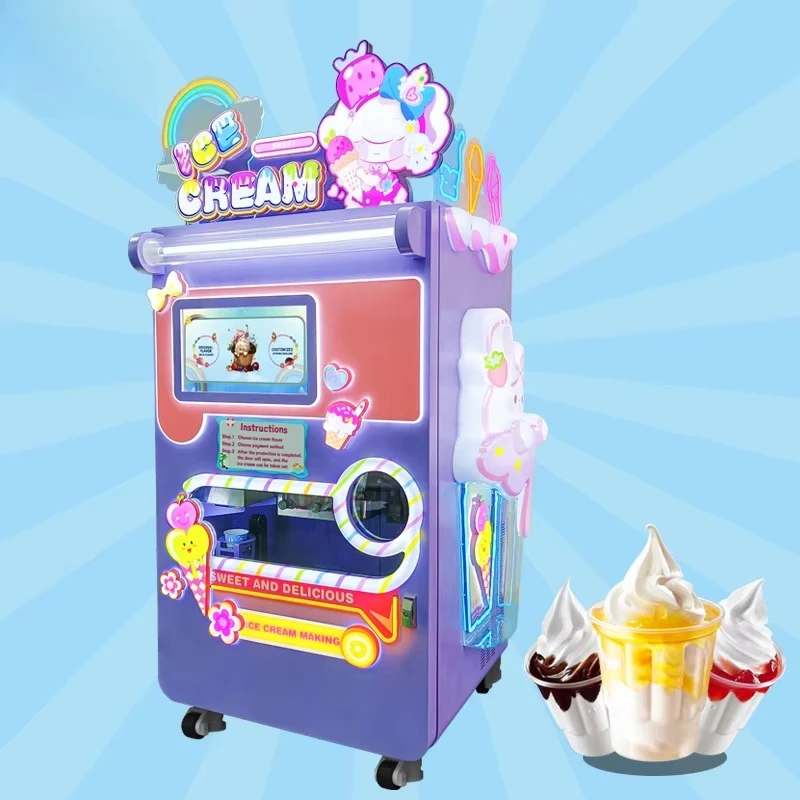 Customized 2026 New Ice Cream Vending Machines Commercial Automation Snow Ice Cream Maker Machine