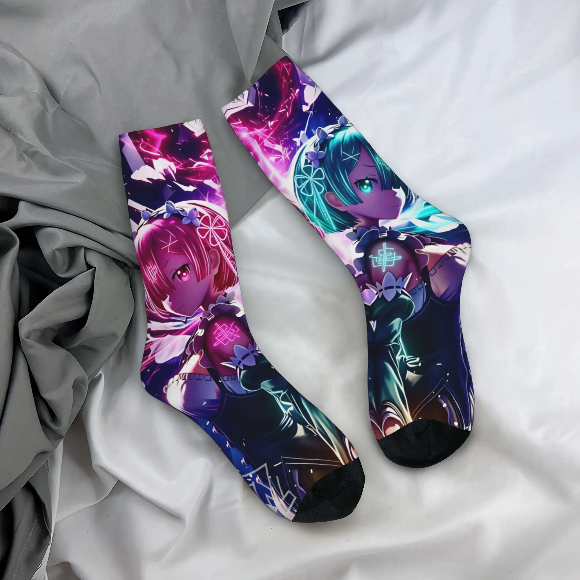 Rem Emilia R-Re:ZERO Anime Dress Socks Mens Womens Warm Fashion Starting Life in Anothers Worlds Crew Socks