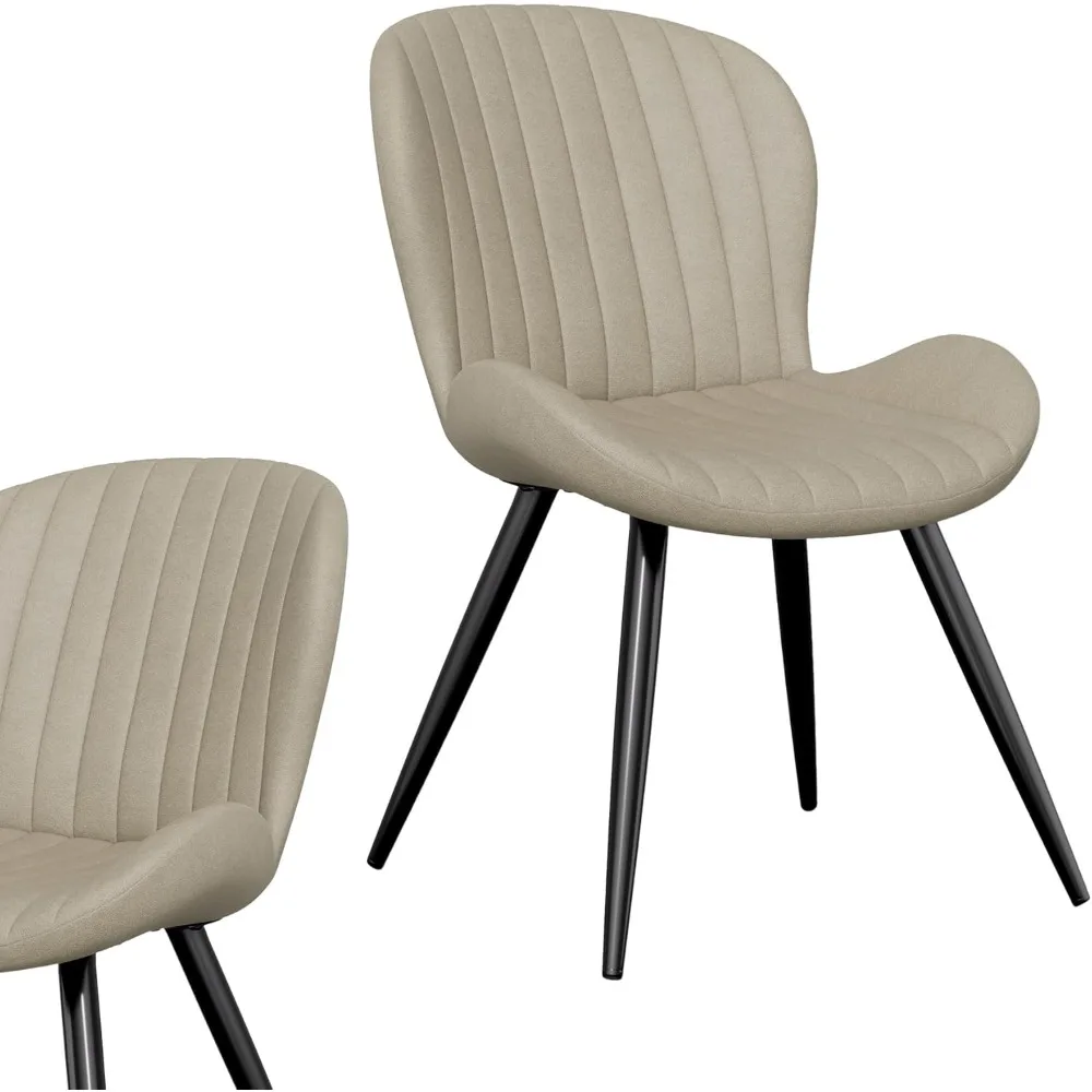 conjunto de 4 cadeiras de jantar modernas e confortáveis com estofamento grosso e pernas de metal, 19 polegadas de altura