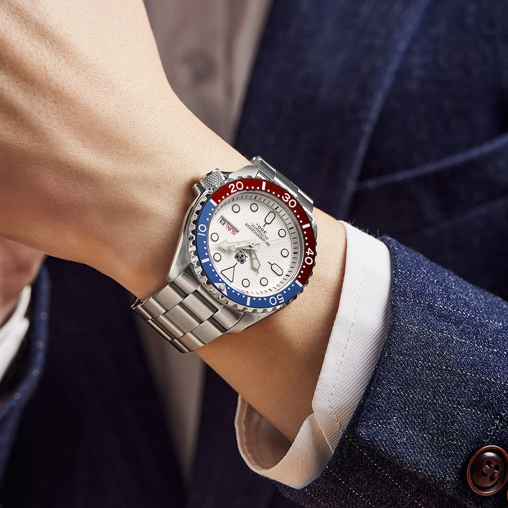 

Часы наручные мужские механические, водонепроницаемые до 300 м, из нержавеющей стали