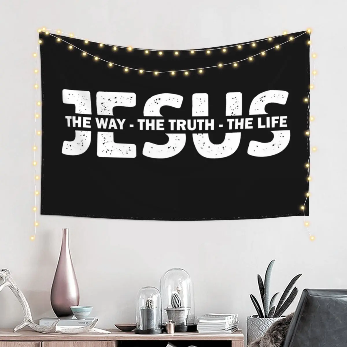 Jesus The Way The Truth The Life | Faith Christian Aesthetic Tapestry Hanging Wall Home Decorating Tapestry