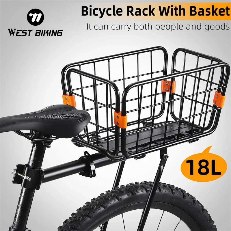 WEST BIKING Multifunctional Bike Rack Rear Cargo Adjustable Luggage Carrier Alloy Shelf Cycling Racks Trunk MTB Bicycle Basket