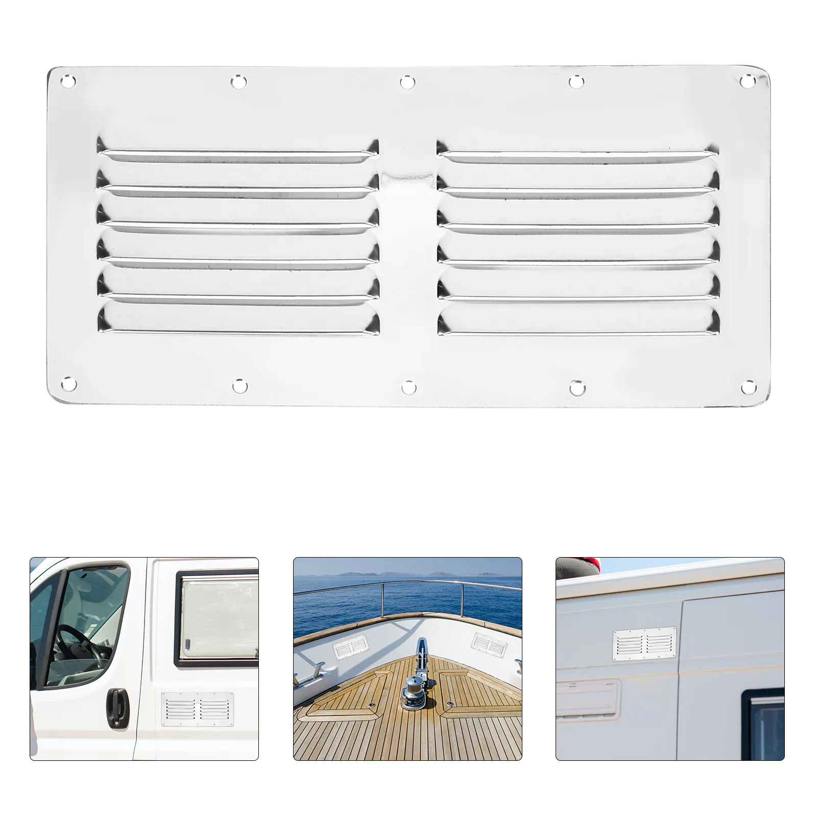 Stainless Steel Boat Air Vent Louvered Flush Cover Marine Rectangular Exhaust Vent Grill Hardware Boat Part Ventilation Cover