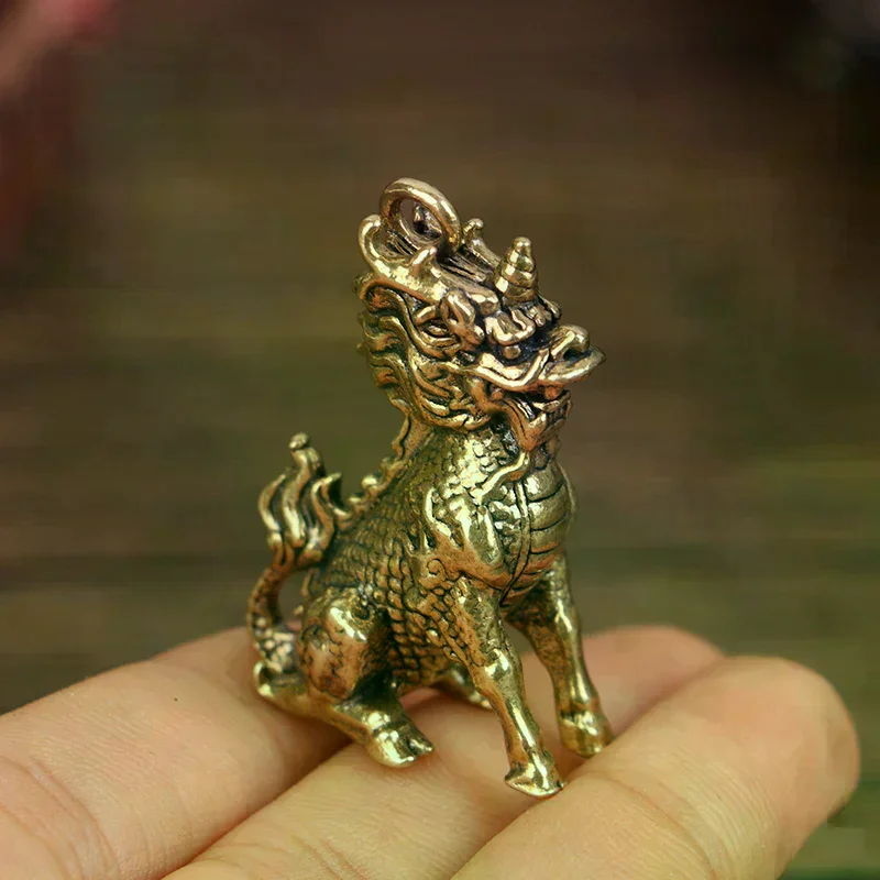 [MA]Qilin Luck Animal Fengshui Vintage Statue Figurine Wealth Brass Decor Prosperity Chinese Style Ornament[MA]
