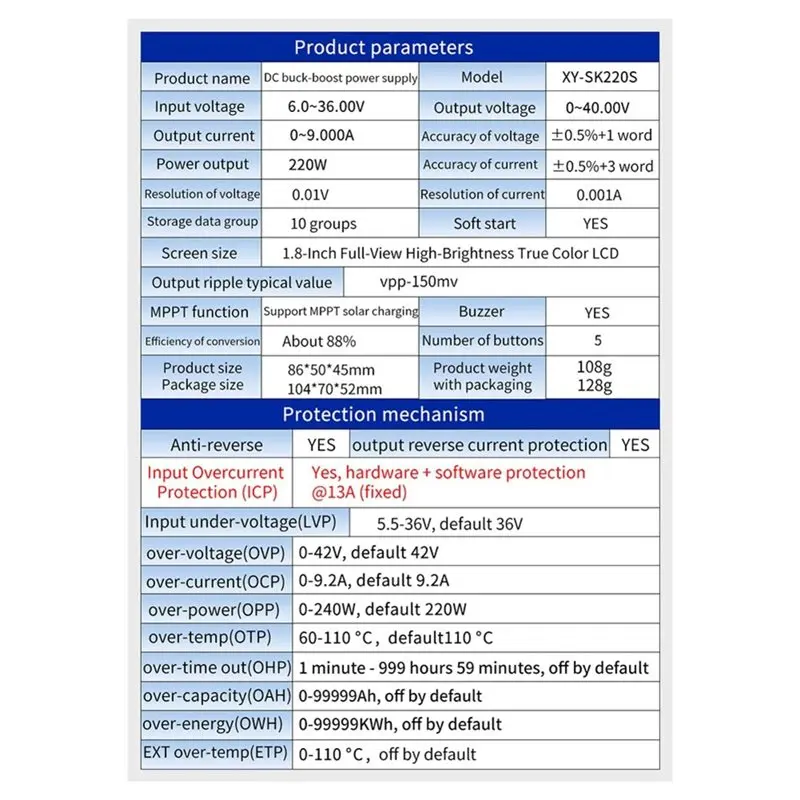 B76B SK220S Solar Charging Module Adjustable Regulated Power Supply DC Buck Boost Converter for Constant Voltage Current CNC