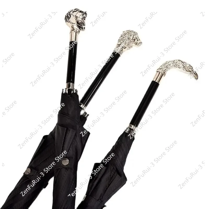 

Художественный большой солнцезащитный зонт, прозрачный зонтик с длинной ручкой, подарки на заказ, мужские и женские зонты с головой лошади, орла и льва SY311