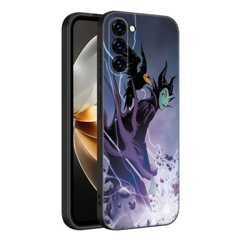 Disney Maleficent Black Silicone Phone Case For Samsung Galaxy S23 S21 S20 FE S24 S22 Ultra S10E S10 S9 S8 Plus