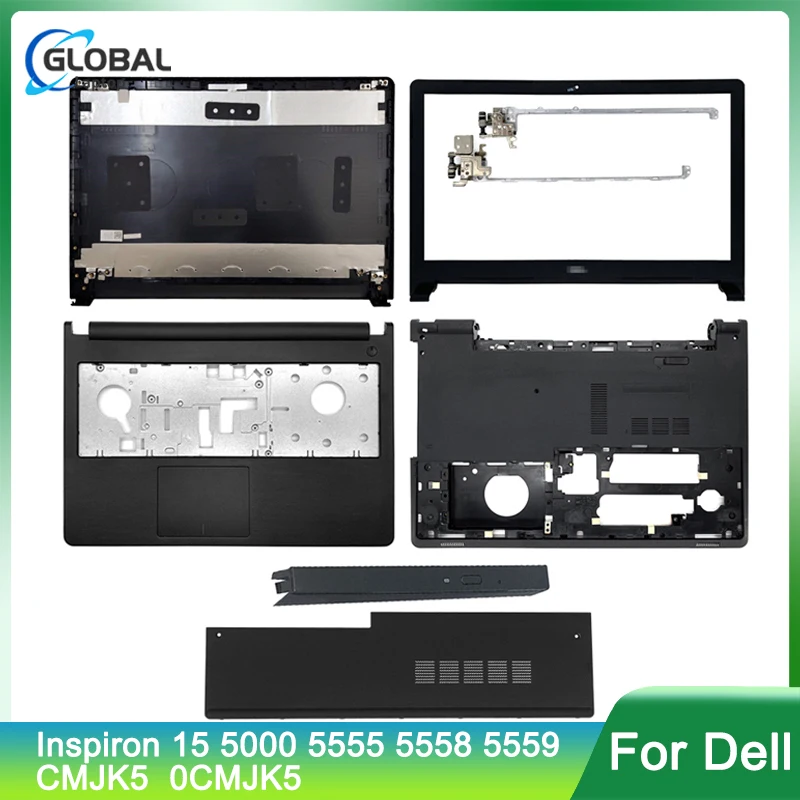 Caso do portátil para Dell Inspiron, 15 5000 5555 5558 5559 CMJK5 0CMJK5 LCD tampa traseira, moldura frontal, Palmrest, caixa inferior, dobradiças