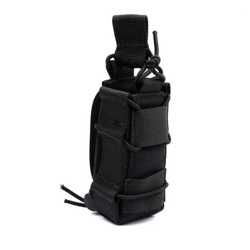 Tactical Single Pistol Mag Pouch Elastic Molle Top Open Pouch for Glock M1911 92F 9mm .40 Magzines Flashlight Baton Holster Bag