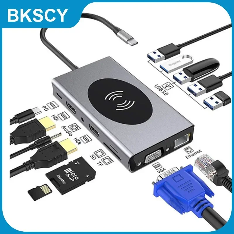 

Док-станция с USB Type-C на HDMI, OTG, Vga, RJ45