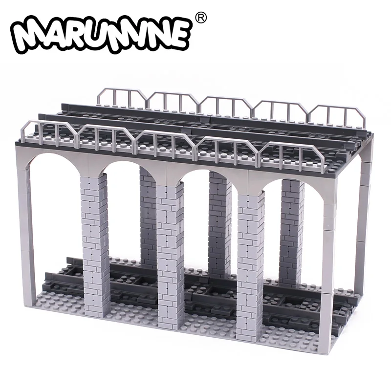 

Marumine 191PCS MOC Train Bridge Toy Bricks with Railway Tracks Block Building Model Kit Classic City Street Construction Set