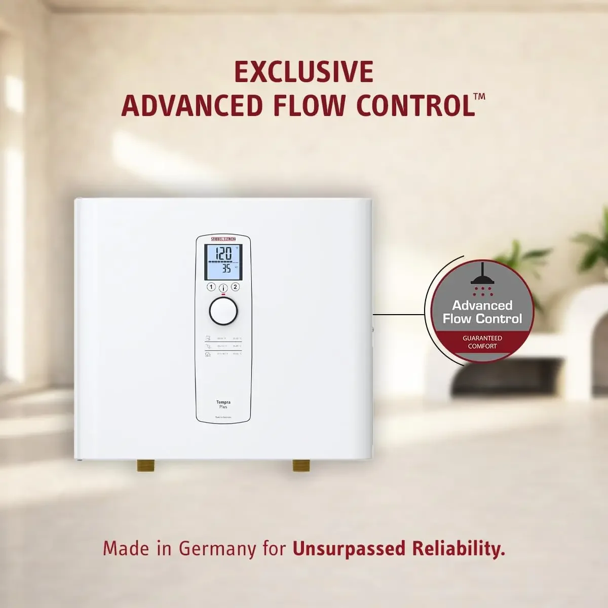 Eltron Tankless Water Heater – Tempra 24 Plus – Electric, On Demand Hot Water, Eco, White, 20.2