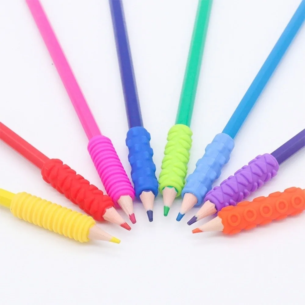 Ergonomic Writing Aid Pen Grips Textured Surface Reusable Pen Holder Grips Non-slip Soft Silicone Handwriting Tool Toddler