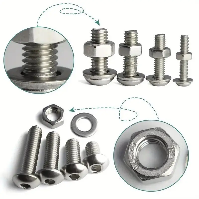 Hex Nuts And Bolt Set - 380 Pieces/120 Pieces, Durable M2 - M5 Metric Size, Universal Hardware Kit For DIY Projects And Repairs