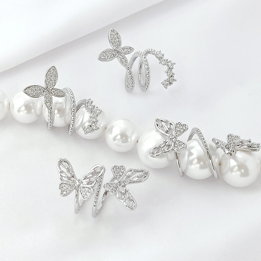 Copper plated palladium white K Zircon inlay Butterfly Ginkgo Leaf Barrier Bead DIY jewelry making Necklace bracelet Accessories