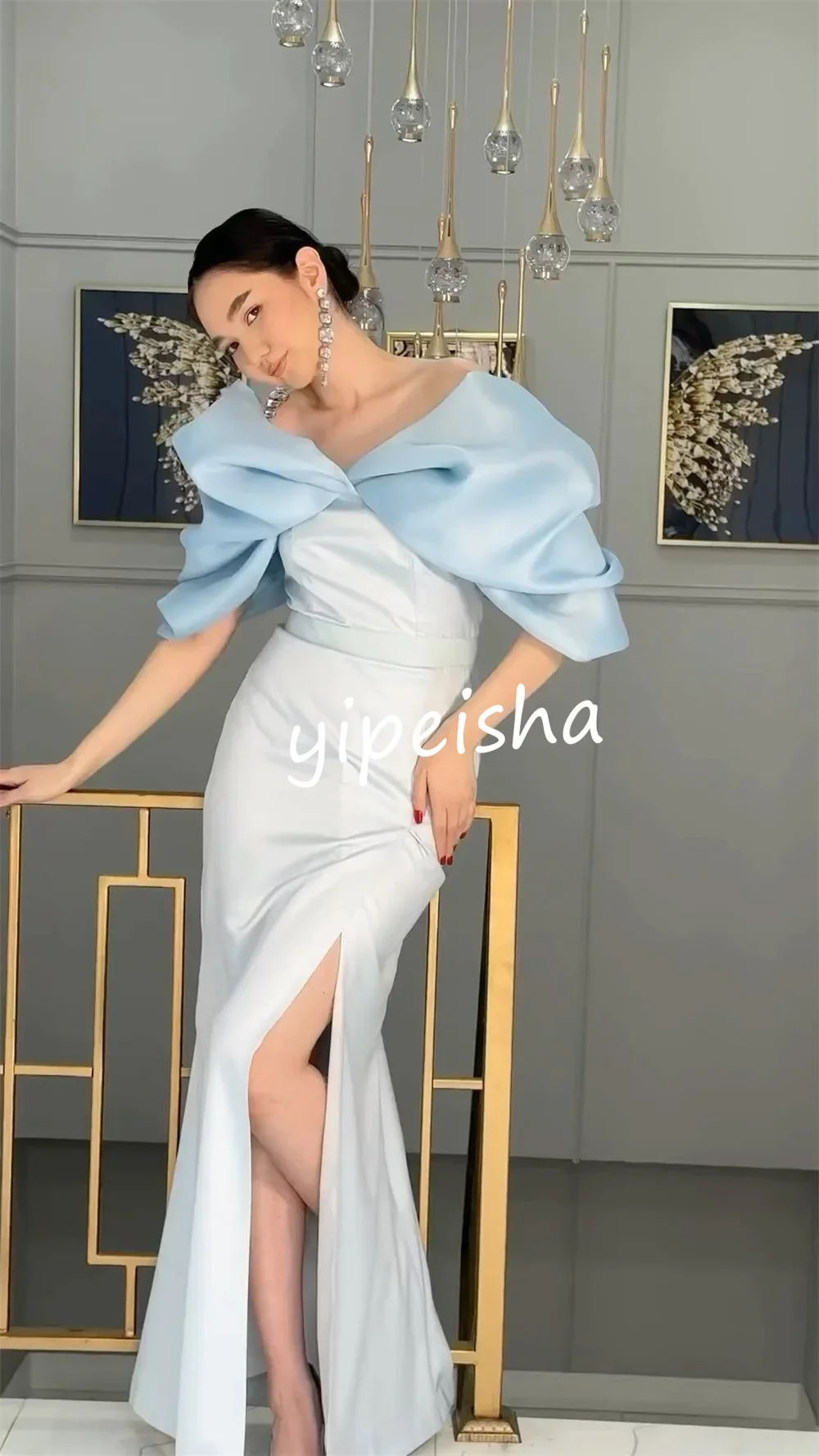 Customized Fashion Jersey Pleat Trumpet Off-the-shoulder Long Dresses Homecoming Dresses Elegant Exquisite High Quality Sexy Spa