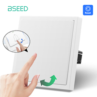 BSEED Mechanical Push Button Switch 1/2Gang 1Way Wall Light Switch Automatic Reset Switch Plastic Frame Rebound Switch