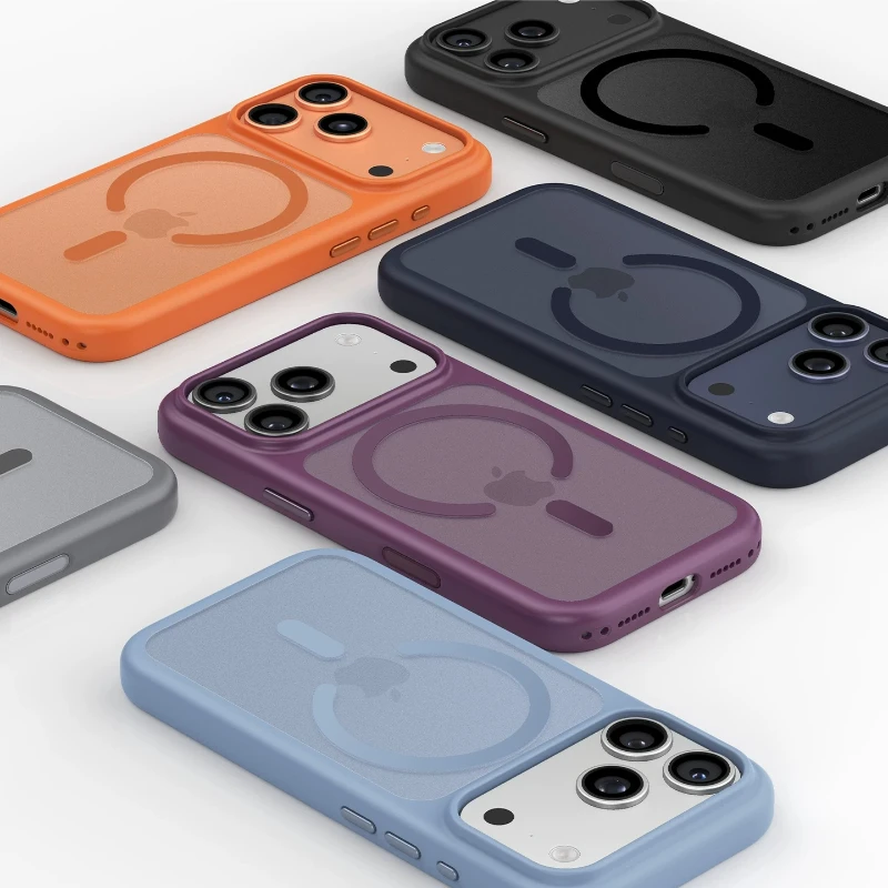 Magnetyczne etui do iPhone 18 Pro Max 17 Pro kompatybilne z MagSafe, matowe, przezroczyste, z ochroną kamery AI, metalową obudową i niezależnymi przyciskami. — zdjęcie produktu 2