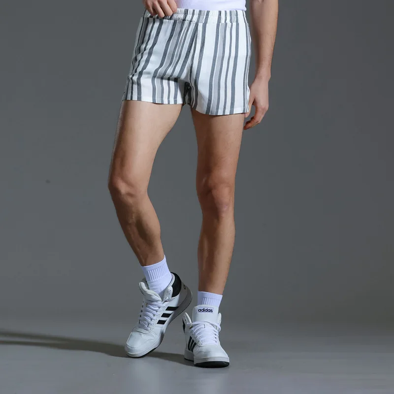 القطن مخطط سراويل بوكسر الرجال فضفاض السروال حجم كبير الصيف المنزل أسفل لينة تنفس صالة بيجامة منتصف الخصر ملابس خاصة