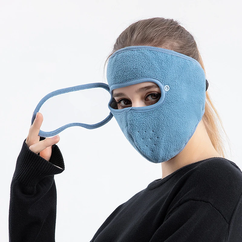 Windproof Face Warm Mask Winter Cap Ski Breathable Masks Fleece Face Shield Caps with HD Goggles Anti-fog Cycling Cap Balaclava