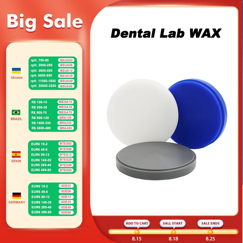 

LODDEN Dental Lab WAX Dics 98mm*10-30mm Block for CAD CAM Wax Disk Dental Dentist Denture Materials Shore D Dentist Materials