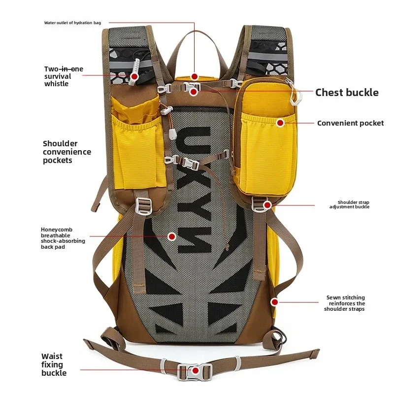 25L Hiking Backpack with Honeycomb Back Panel & Lightweight SOS Whistle Water-Repellent Daypack for Trekking Camping Cycling
