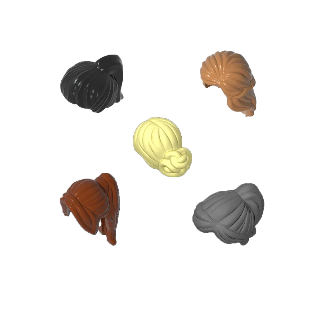 

10PCS 62696 Girl Long Hair Ponytail 87990 Bricks Female 13251 Elaborate Knot Bun x104 59363 Side Bangs Parts MOC Building Blocks