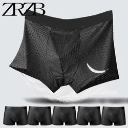 4/6Pcs Men's Panties Boxers Men Boxer Shorts Mesh Breathable Ice Silk Sexy Underpants Boxershorts Man Underwear Plus Size L-5XL