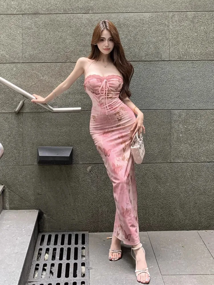 

Neline Long Dr Women Summer 2025 New Sle Trendy Unique Beautiful Waist Cinched Small Size Sexy Floral Print Dr