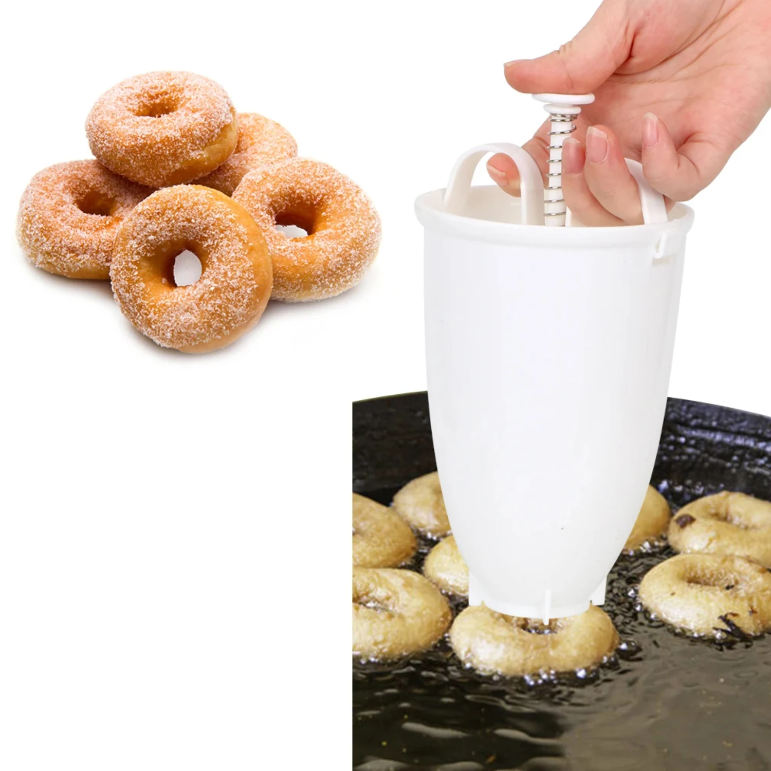 Easy Fast Portable Waffle Dispenser Deep Fry Donut Mould Plastic Lightweight Doughnut Machine Manual Donut Maker