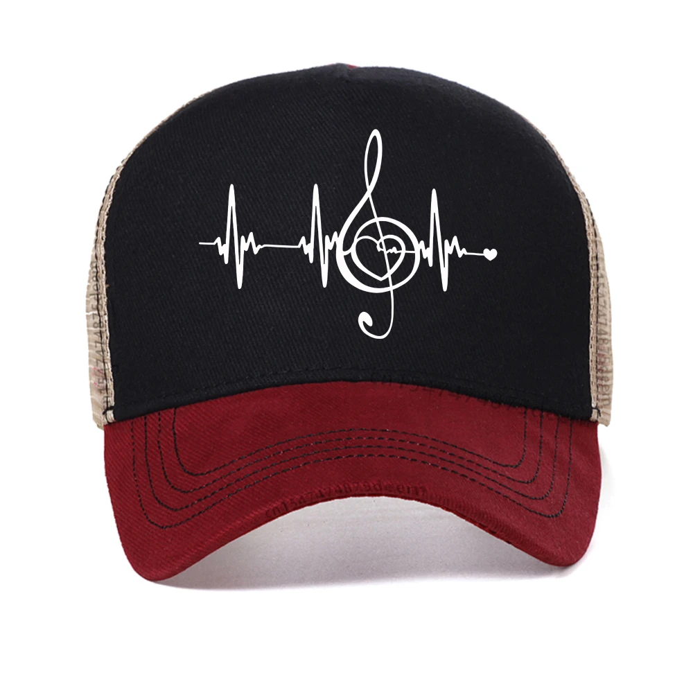 

Musical Note & Heartbeat Graphic Print baseball cap Women's Breathable Snapback hat outdoor causal sport adjustable trucker hats