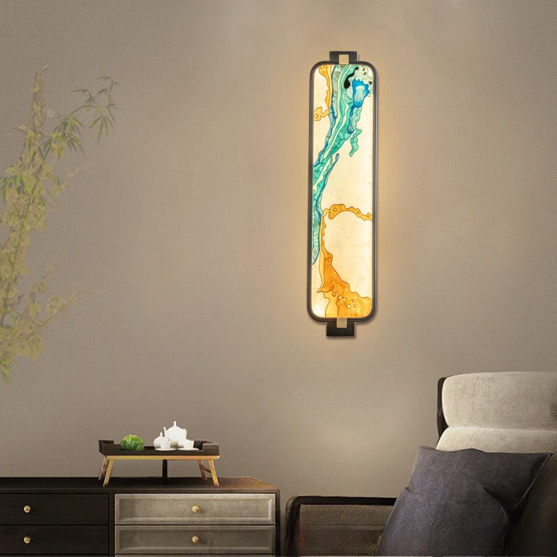 

wall lamp enamel color Chinese style modern living room TV background wall lamp all copper aisle bedroom bedside lamp