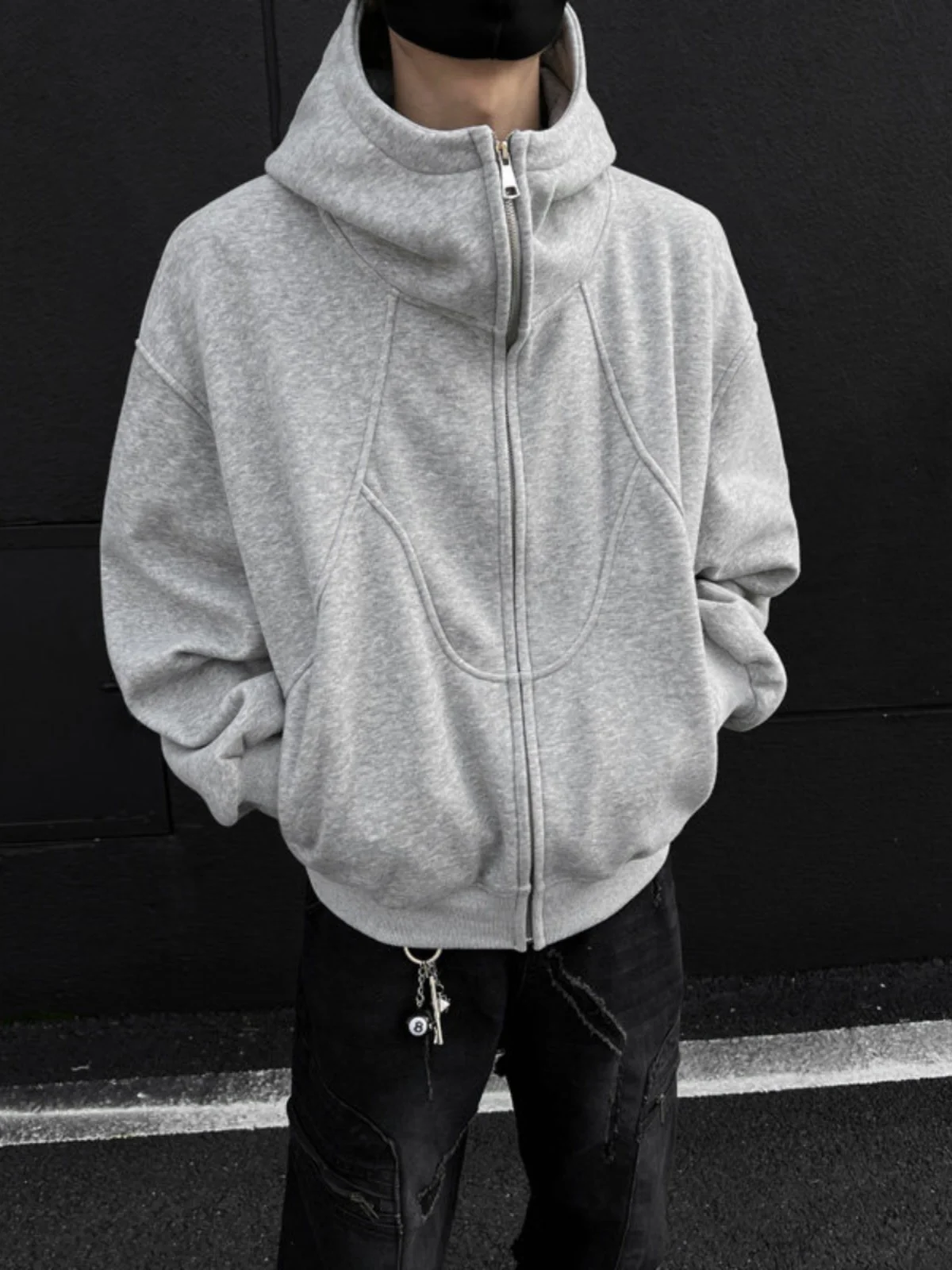 

Мужская толстовка-кардиган American Sle Heavyweight Deconstructed Fce на молнии, осенне-зимняя, в корейском стиле, для отдыха