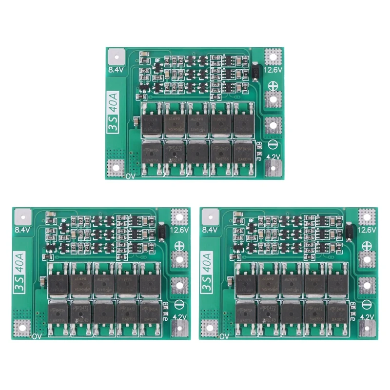 RISE-3X 3S 40A 18650 Li-Ion Lithium Battery Charger Protection Board Pcb Bms For Drill Motor 11.1V 12.6V Lipo Cell Module