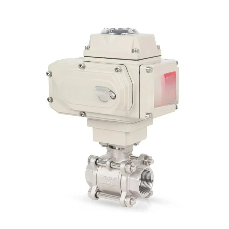 1.6Mpa stainless steel 304 316 two-way on-off electric AC220V electric actuator control 3-piece threaded ball valve