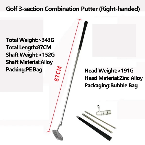 Small Indoor Golf Putter Practice Device Detachable Three-section Combination Practice Putter Aluminum Alloy Portable Putter