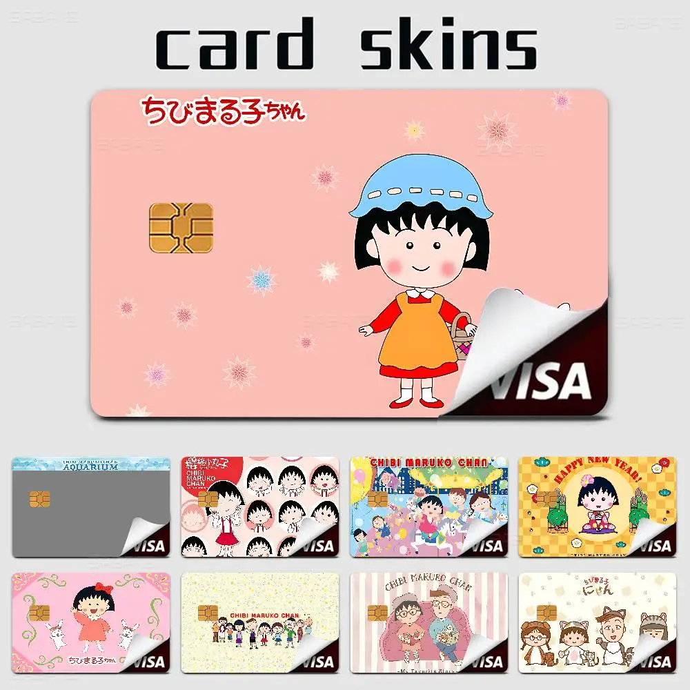 Catoon Chibi Maruko Chan Anime Cartoon Bear Skin Sticker Film Tape Case for Big Credit Debit Card Front Side