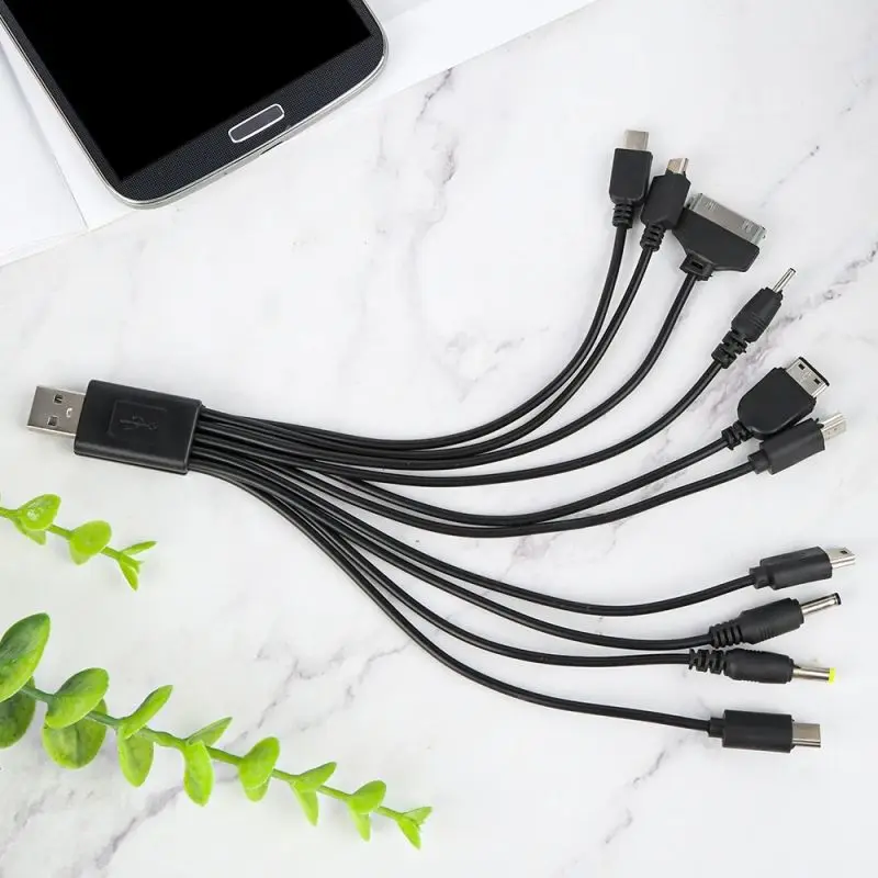 Cabo USB 2.0 Linha de carregamento, Porta USB 2.0 A, Macho para 10 Conectores Multi Diferentes, Multifunção Conveniente Durável