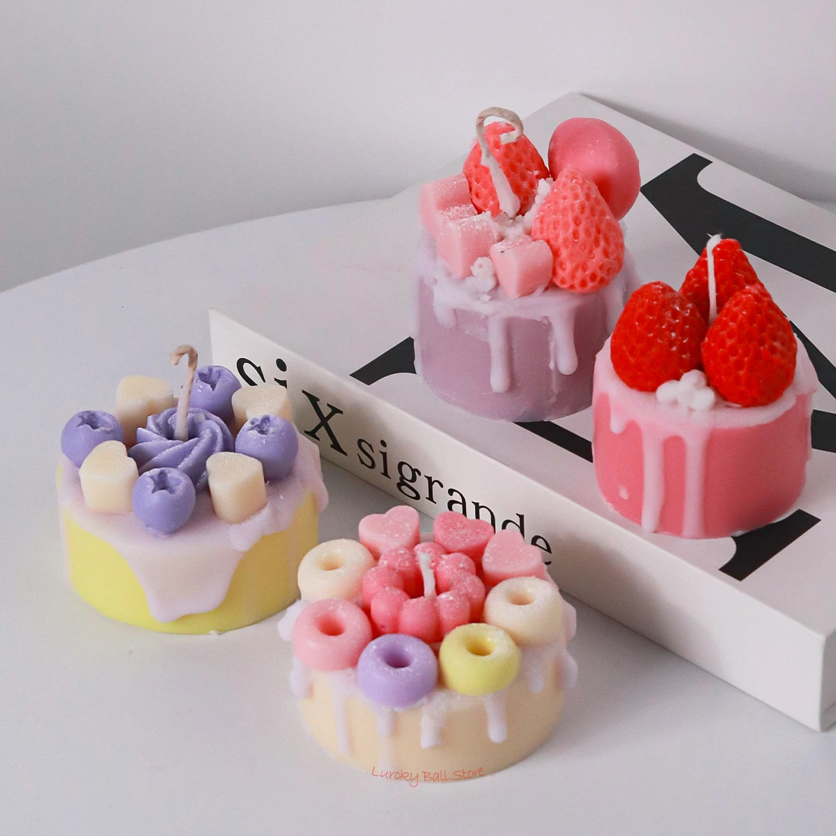 Cute Strawberry Cake Candle Silicone Mold 3D Fruit Raspberry Doughnut Chocolate Cookie Baking Mould DIY Birthday Cake Decor Tool