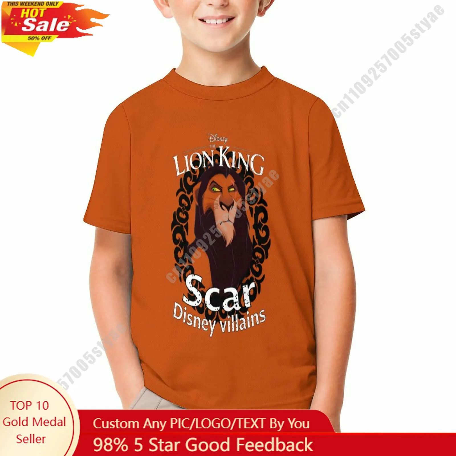 

Scar T Shirt Disney Boy Girl Custom Short Sleeve Top Breathable Soft Casual Cotton Print Summer Crew Neck Children Tee