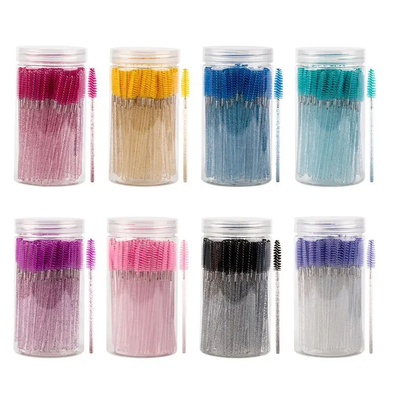 50 stuks wegwerp wimper make-up borstel kristal handvat mascara toverstaf applicator stick wimpers verlenging benodigdheden