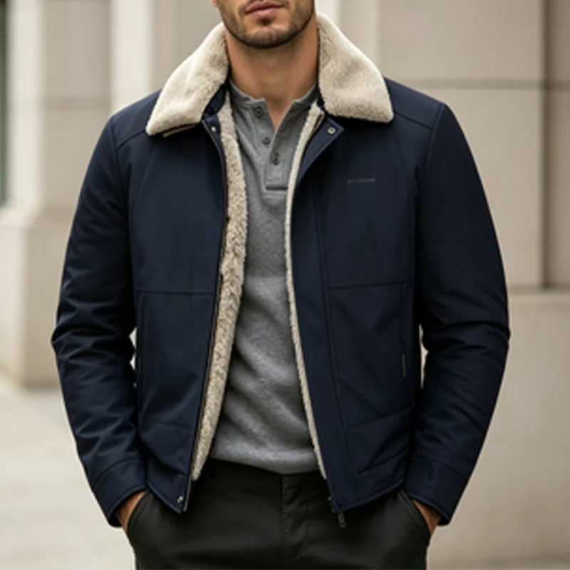 Winter Business Casual Men Parkas Fashion All-match Turn-down Collar Cotton Jackets Solid Color Quality Male Outerwear New Style