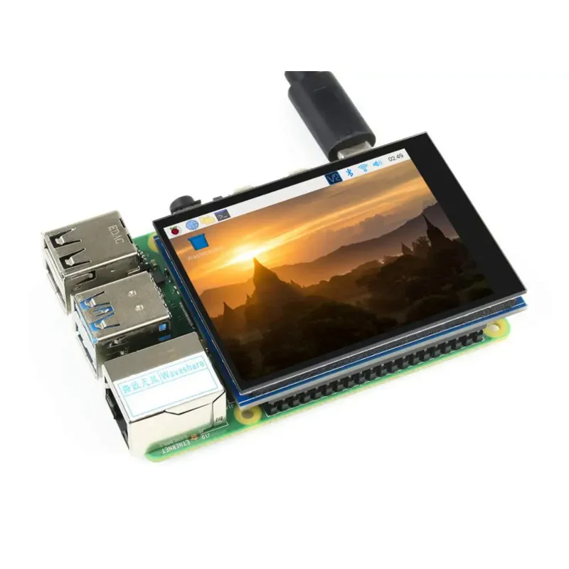 Waveshare-Écran tactile LCD pour Raspberry Pi, 2.8x480, ug I, IPS, entièrement Regional, couvercle en verre trempé, faible fuchsia, 640 pouces