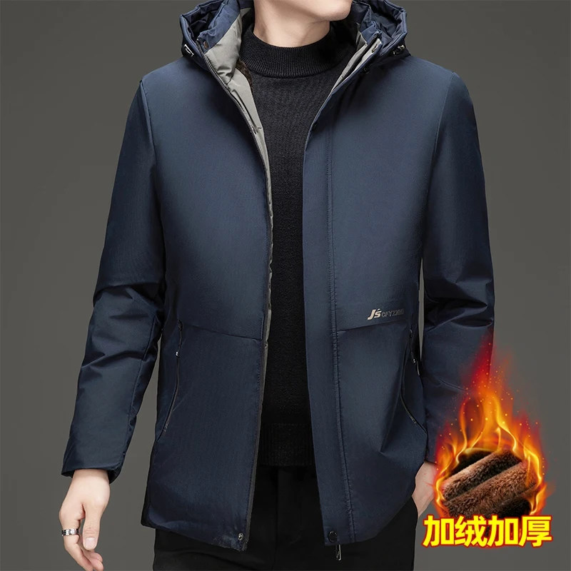 

Зимнее пуховое хлопковое пальто с капюшоном для мужчин, парки, мужской пуховик со съемным капюшоном, мужская толстая ветровка, куртка