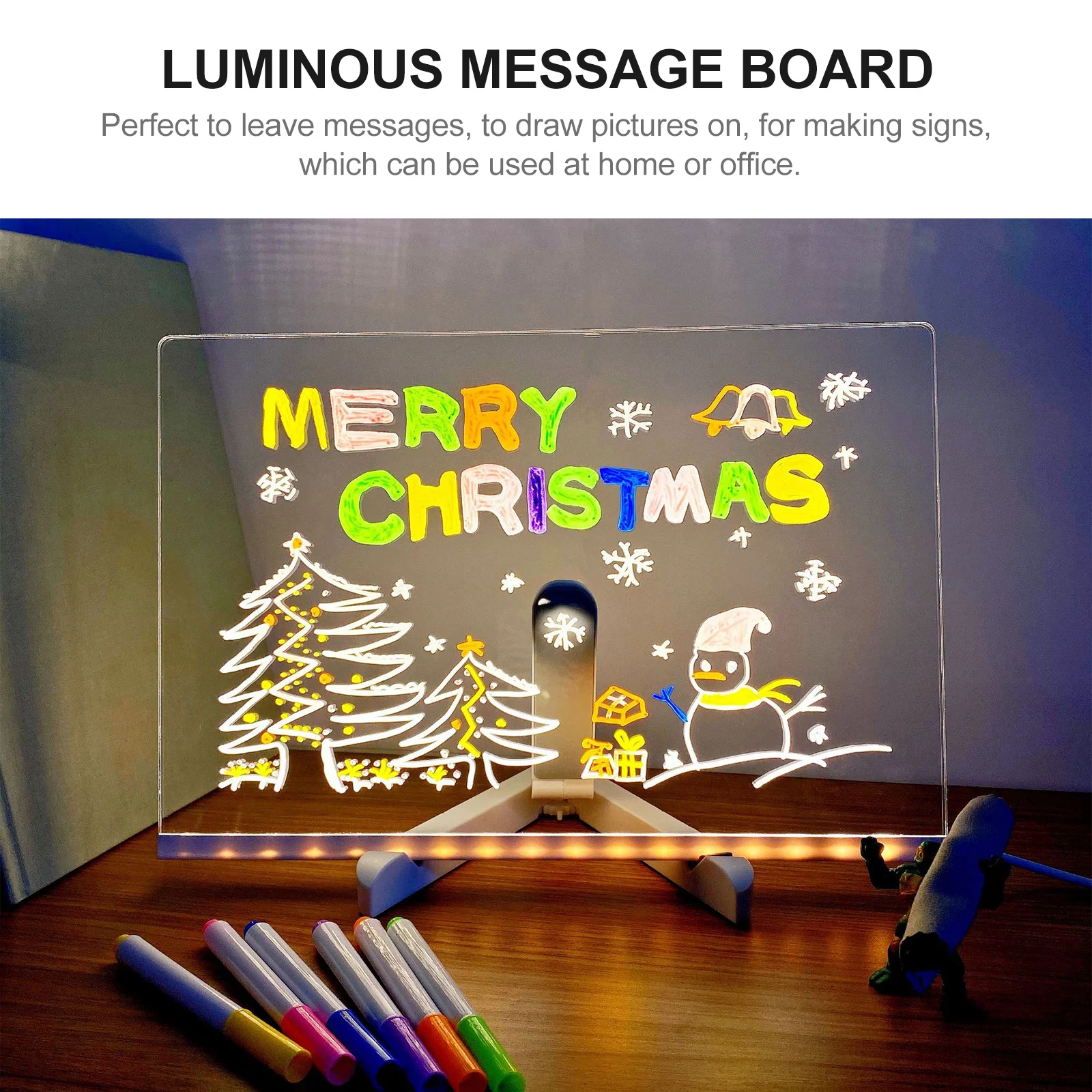 

1 set 1 Set Luminous Acrylic Message Usb Lighted Writing Memo Board For Office Home Students Multi-Function Erasable Desk Table