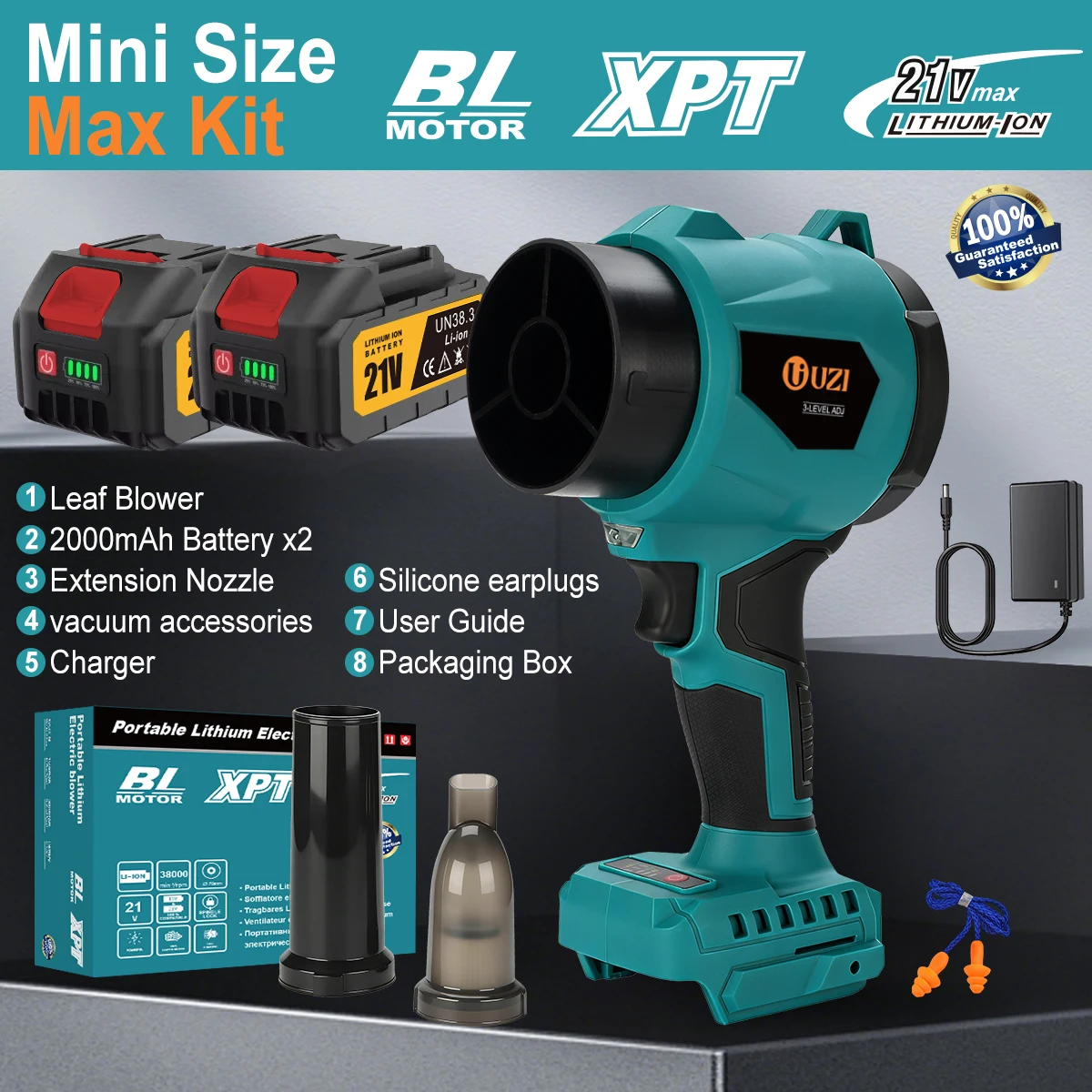 

UZI Brushless Electric Turbo Combined Suction and Blower Violent Car Dryer Handheld Dust Blowing Tool for Makita 18V Battery Pin