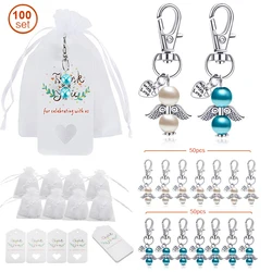 100/50/20 set Angel Favor Keychains Keyring Thank You Kraft Tags Candy Bags for Baby Shower Wedding Gifts for guests Party Decor