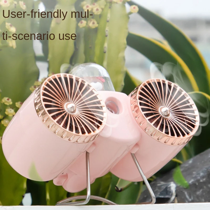 Spray Fan Toy Summer USB Anion Portable Air Conditioner Rechargeable Double Leaf Fan Desk Portable Cooling Fan Decorative toys